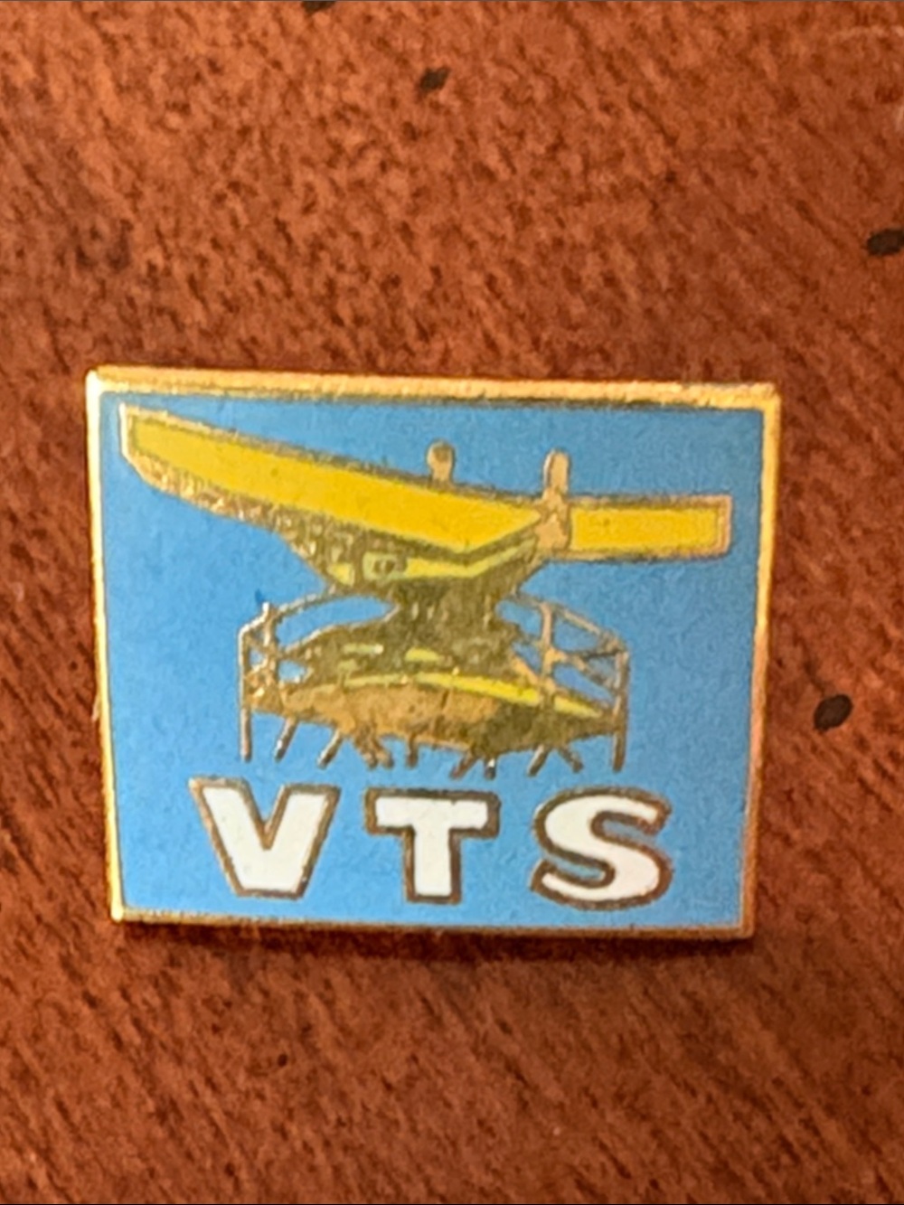Vintage VTS Enamel Pin - Blue & Lime Green Antenna Array Design